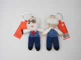 Two Crocheted Keyrings showing Sigmund Freud