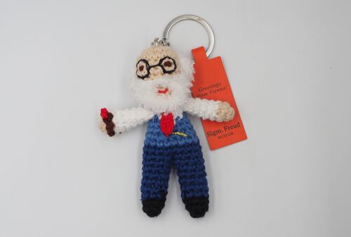 Crocheted Keyring showing Sigmund Freud